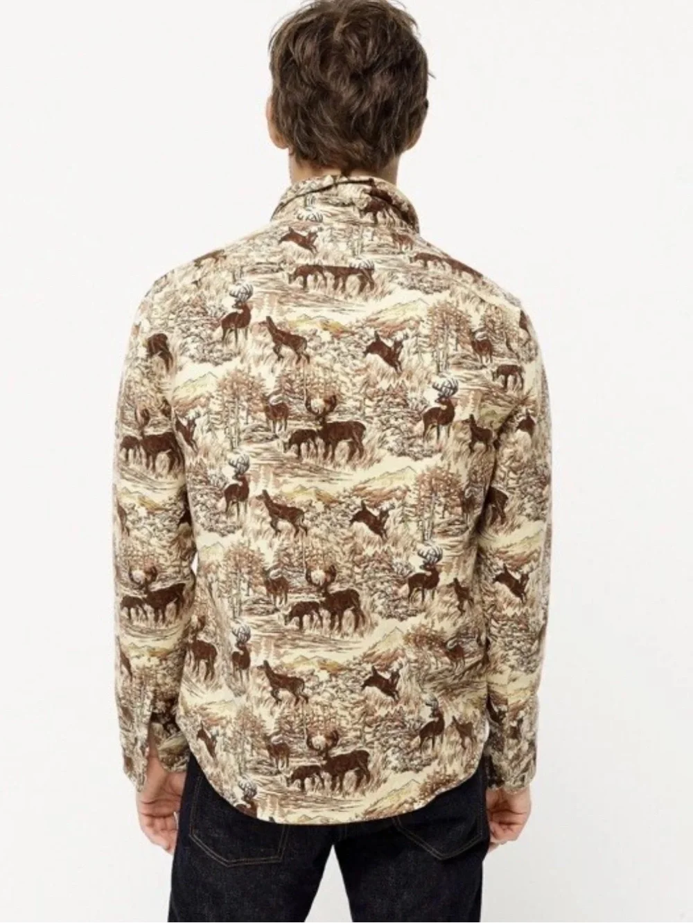 GORGEOUS RARE Vintage JCREW Heavyweight Chamois Button Down Fall Deer Pattern 🦌